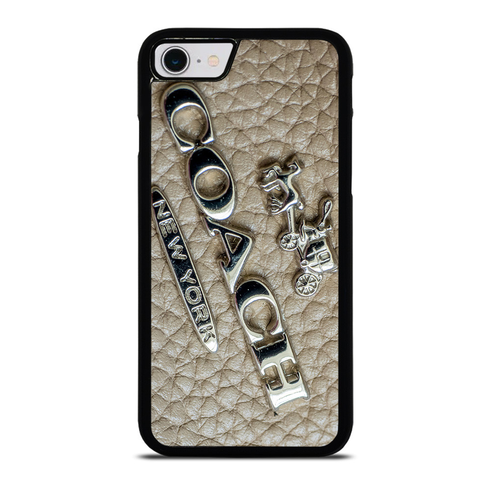 coach iPhoneケース　SE COACH NEW YORK LOGO ON LEATHER iPhone SE 2022 Case Cover